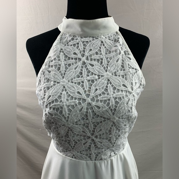 White Guipure Lace Insert Dress - Picture 7 of 7